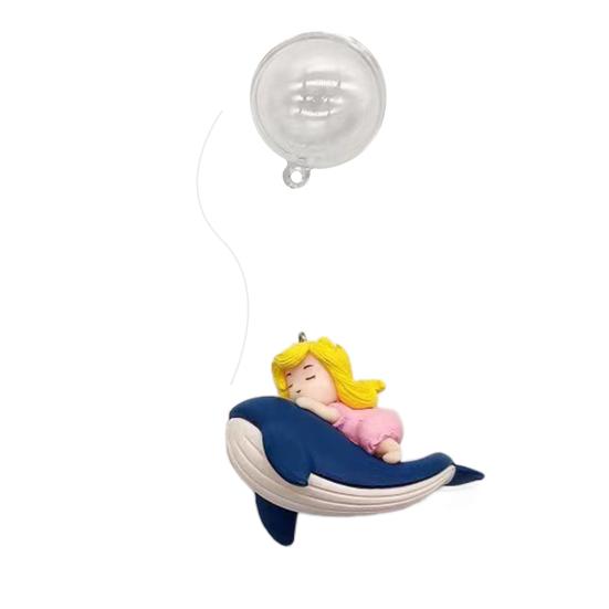 Underwater Ornament Floatable Surf Boy Whale Riding Girl Anime Figure Landscaping Crafts Tank Floating Decor Aquarium Accessories