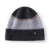 Color Matching Cashmere Wool Hat Double-layer Flipped Brim Versatile Knitted Hat Warm Autumn and Winter Fashion Windproof Striped Hat Women