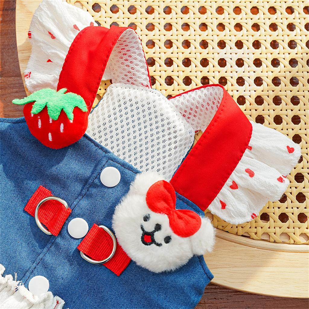 Girl Cats T-shirt Costume Apparel Beach Dress Beach Strawberry Vest for Puppy Dog and Cats Strawberry Dress