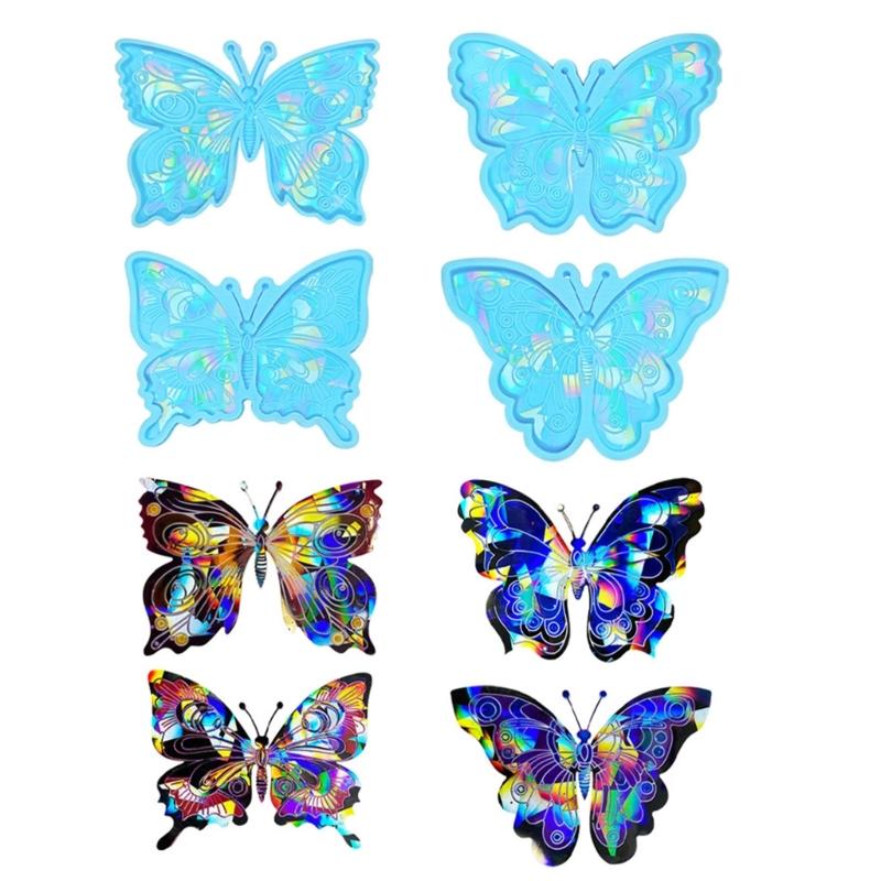Light and Shadow Keychain Pendant Silicone Molds Butterfly-shape Mold DIY Ornaments Necklace Mould for Valentines Gift