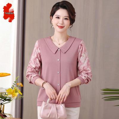 Elegant Middle-Aged Women's Long Sleeve T-Shirt