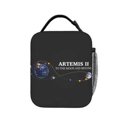 Artemis II Moon Mission Lunch Bag  Vintage Lunch Box Picnic Portable Zipper Tote Food Bags For Women Oxford Print Cooler Bag