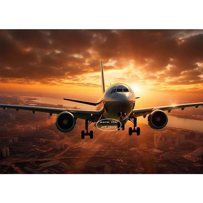 Sunset Aviation Airplane Canvas Painting  Poster Picture Wall Art HD Print Pictures No Framed Pilot Room Decoration Cuadros