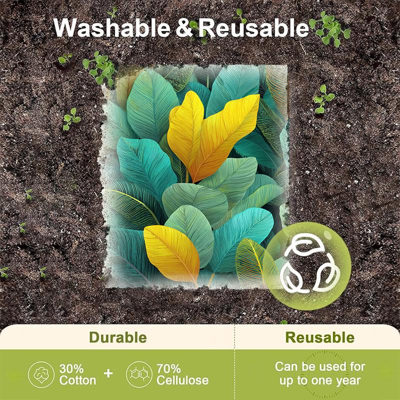 6PCS Green Leaves Printed Swedish Dishcloths Eco-Friendly Kitchen Rags Absorbent Dish Towels Reusable Washable Cleaning Cloths