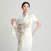 100% Mulberry Silk Noble Pearl Satin Fashion Printed Long Scarf for Women