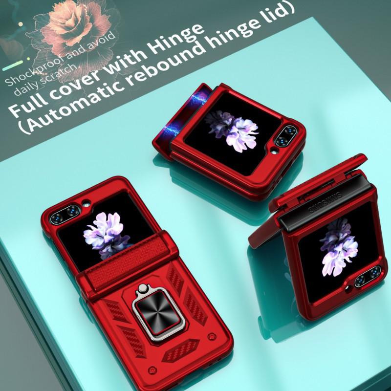 Magnetic Snap-On Phone Case With Kickstand Ring Galaxy Z Flip8 Flip7 Flip6 Flip5 Full Coverage PC Back Cover