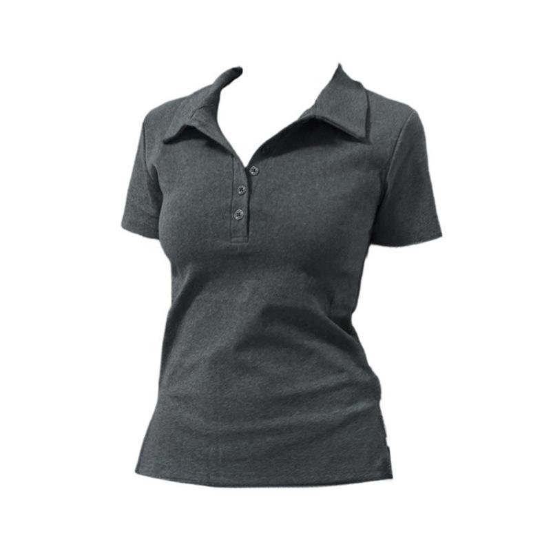 Pure cotton beautiful shoulder slightly fat pure desire POLO collar short-sleeved T-shirt women's summer slim and thin versatile Spice Girl top