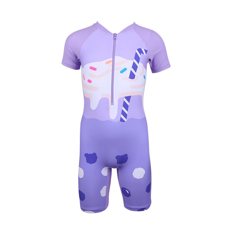 ZOKE Girls  Light Purple Floral Training One-Piece Swimsuit 140