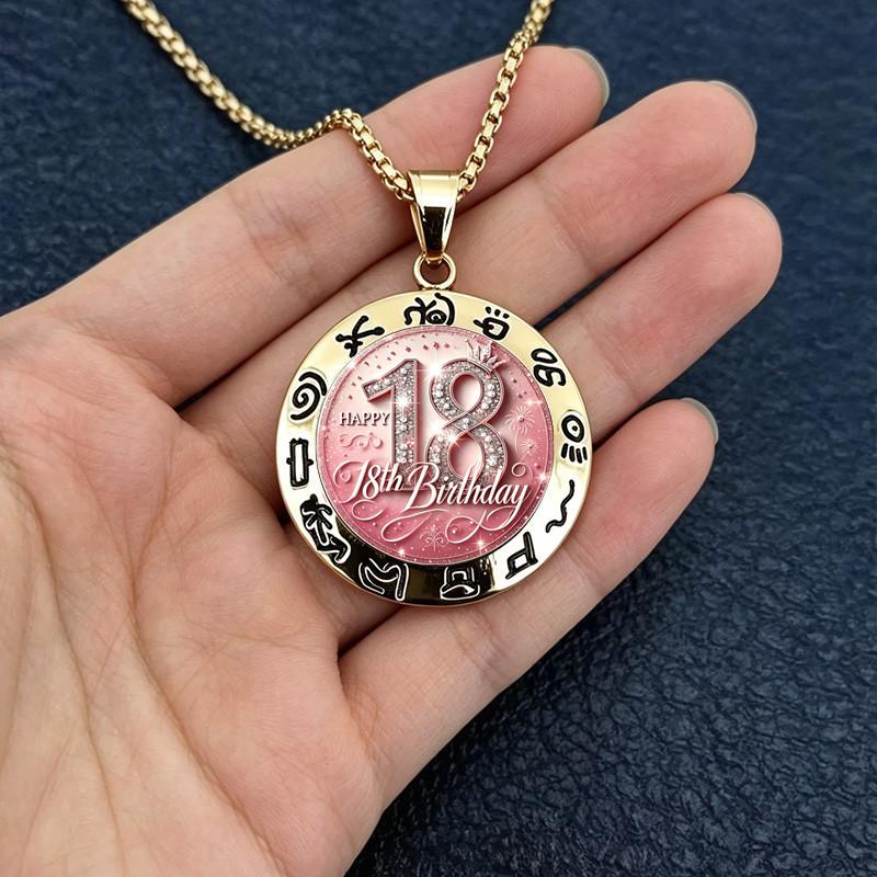 Ladies 18-year-old Adult Gift Birthday Commemorative Medal Female Light Luxury Gift Clavicle Chain Necklace Pendant