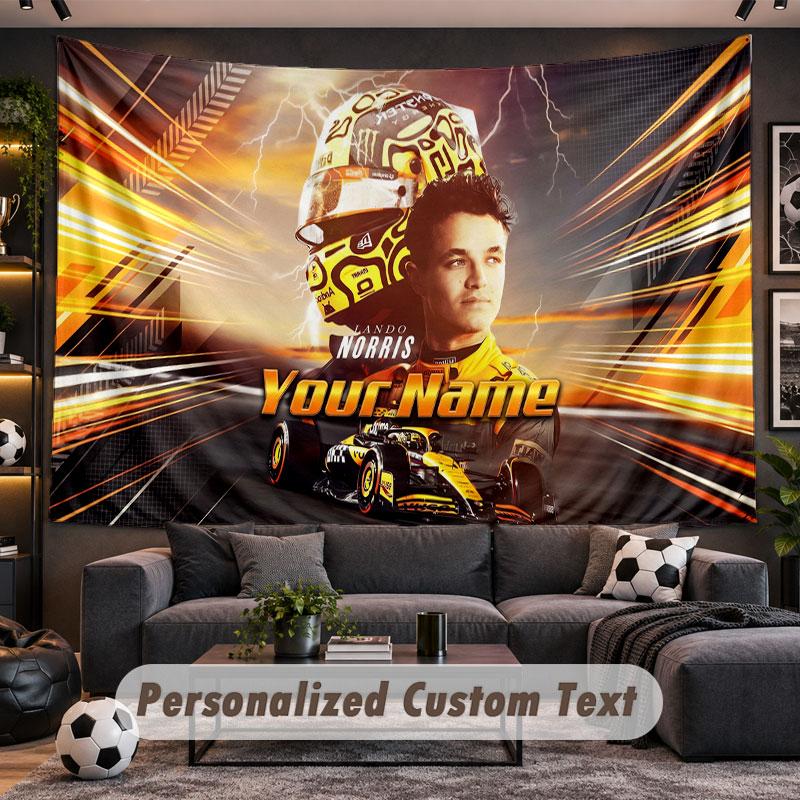 Wall Hanging Tapestry Custom NameLando Norris Pattern Personalized Printed Fabric Wall Decor