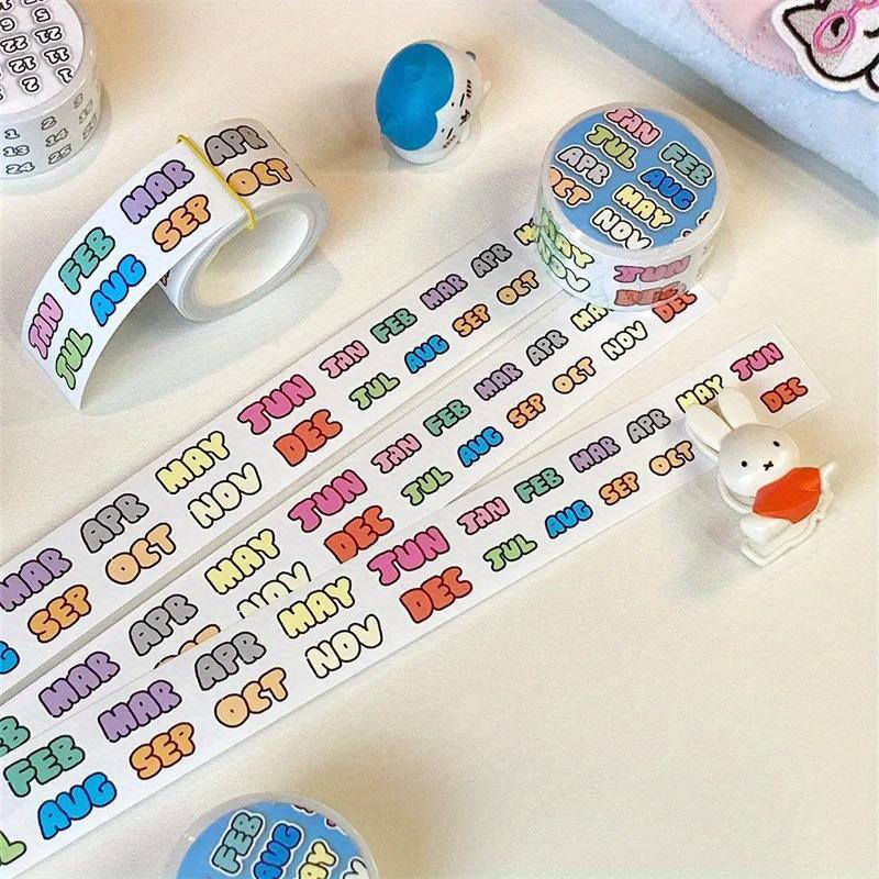 

2024 Cartoon Animal Washi Tape Color numbers Month Dividing line Stickers Handbook DIY Decorative Stationery birthday gift