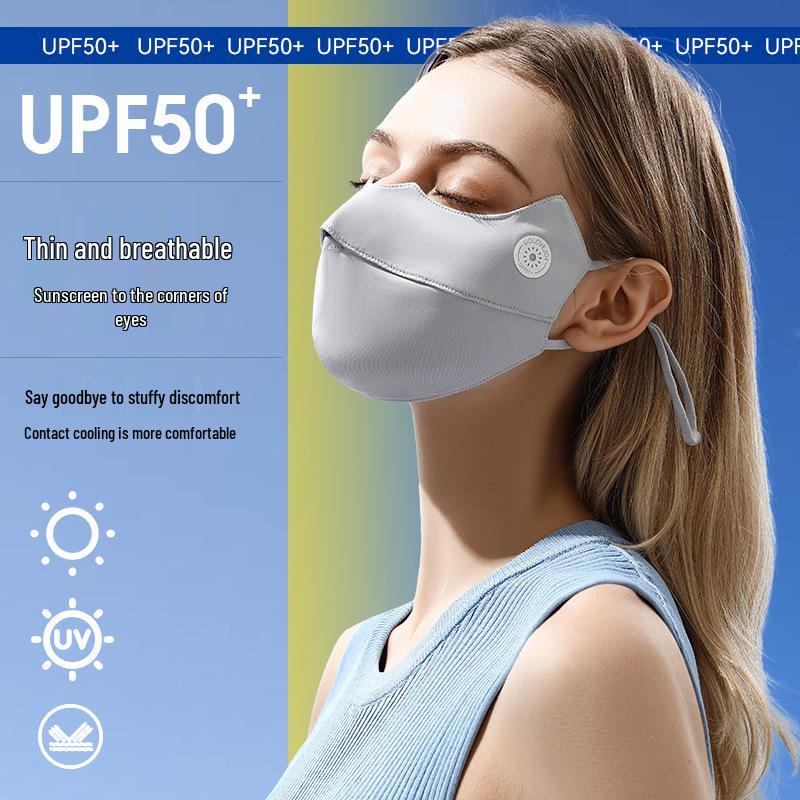 Damen 3D Sonnenschutz Eisseide UV-Schutz Gesichtsmaske - Verstellbar, Atmungsaktiv, Feuchtigkeitsspendend