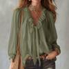 European and American women's clothing spring and summer new women's fashion V-neck loose shirt ruffle edge top