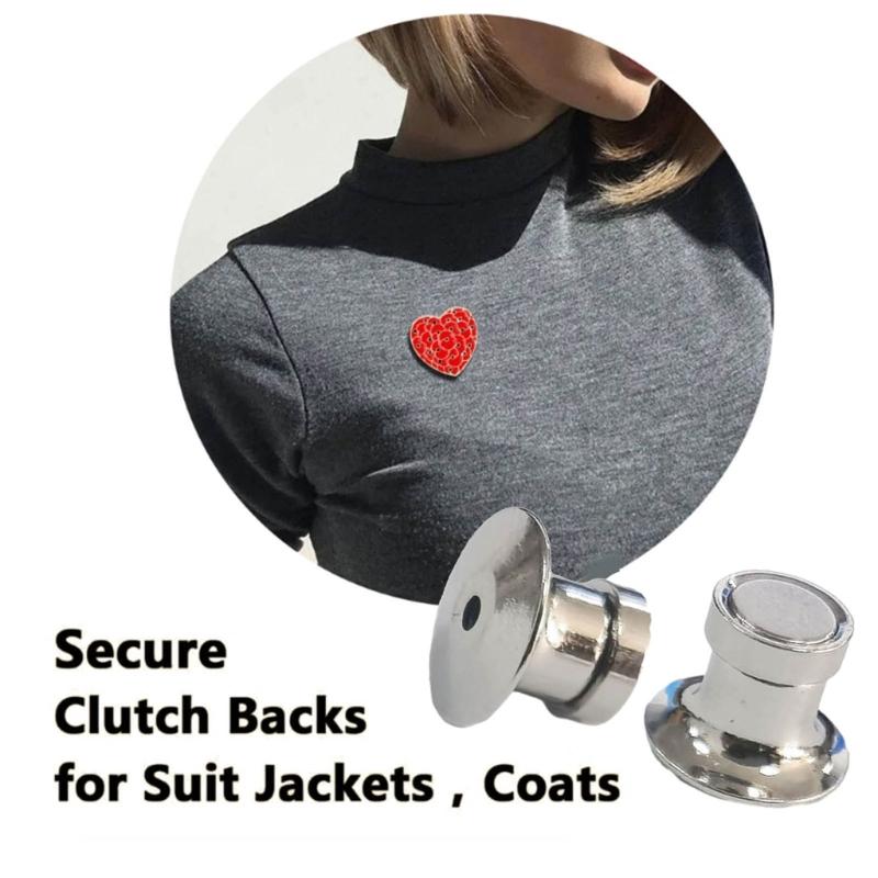 10pc Locking Pin Backs Lock Pin Keepers Clasp Magnetic Metal Pin Locks Back DIY Accessories Buckle Brooch Safety Pin Cap