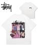Camiseta de Algodão Oversized Gráfica Stussy