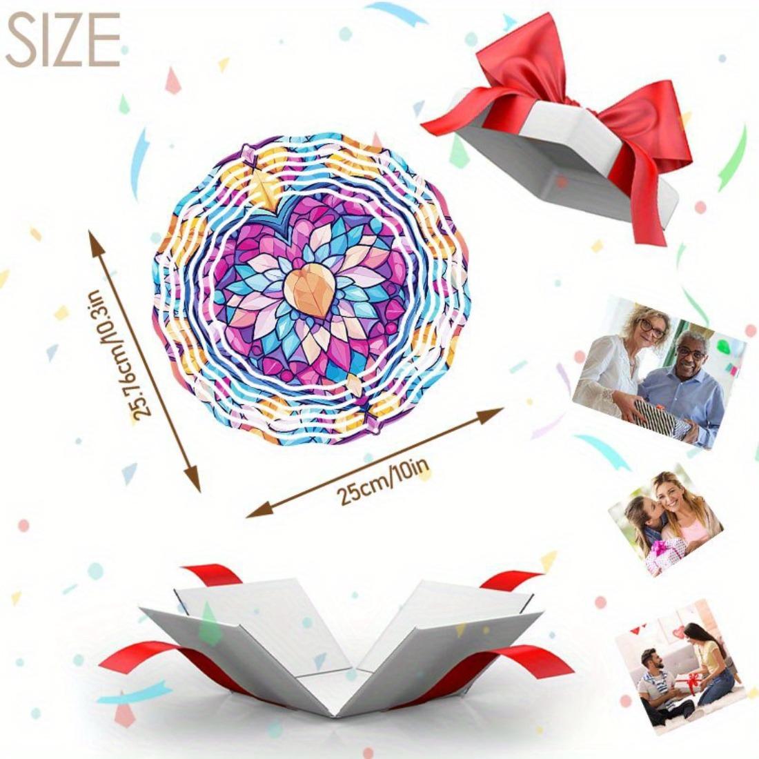 

1 шт. Красочный синтетический драгоценный камень Сердце Мандала Колокольчик ветра - Металлический вращающийся 3D садовый арт, работающий от ветра, батарейки не требуются