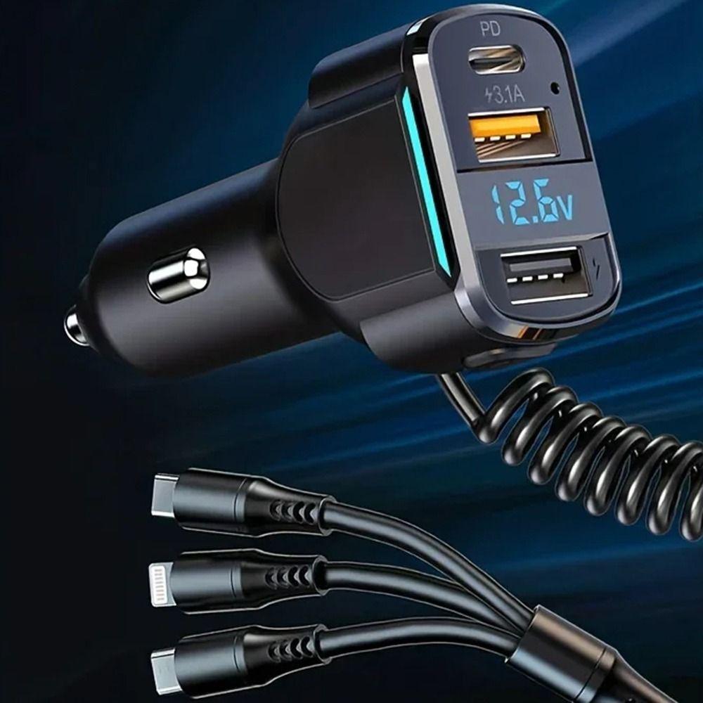 Safe Mini USB Car Charger Fast charging Charger Adapter Universal 3-in-1 Car Charger  Phone
