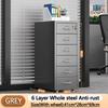 Metal filing cabinet 3/5/6 Office metal steel cabinet with wheels and lock, suitable for home offices and schools