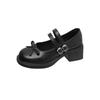Mary Jane shoes summer 22 beautiful temperament low heel small leather shoes with skirt one word buckle belt shallow mouth single shoes