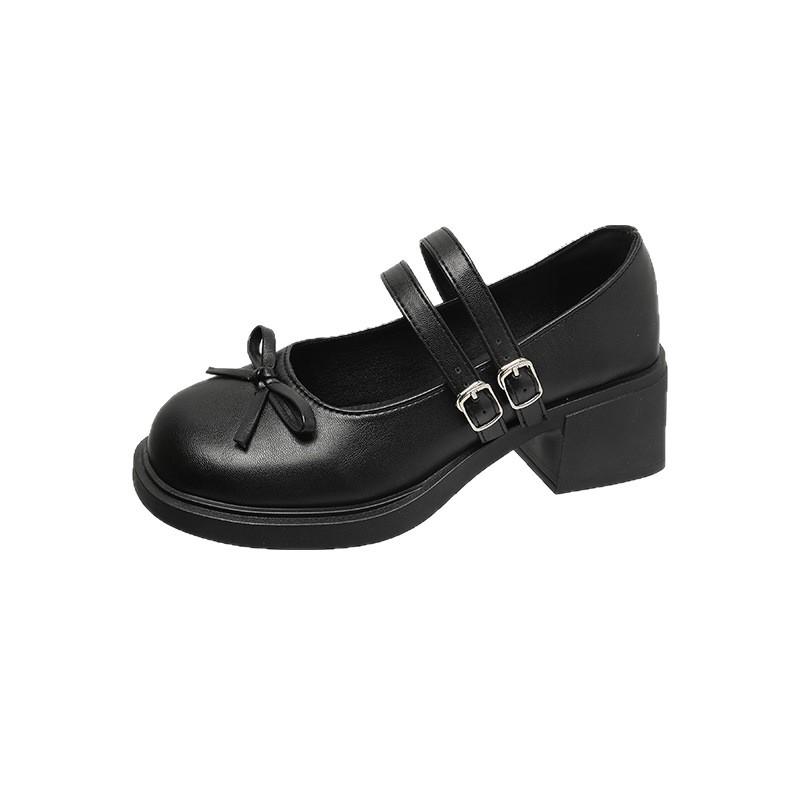 Mary Jane shoes summer 22 beautiful temperament low heel small leather shoes with skirt one word buckle belt shallow mouth single shoes