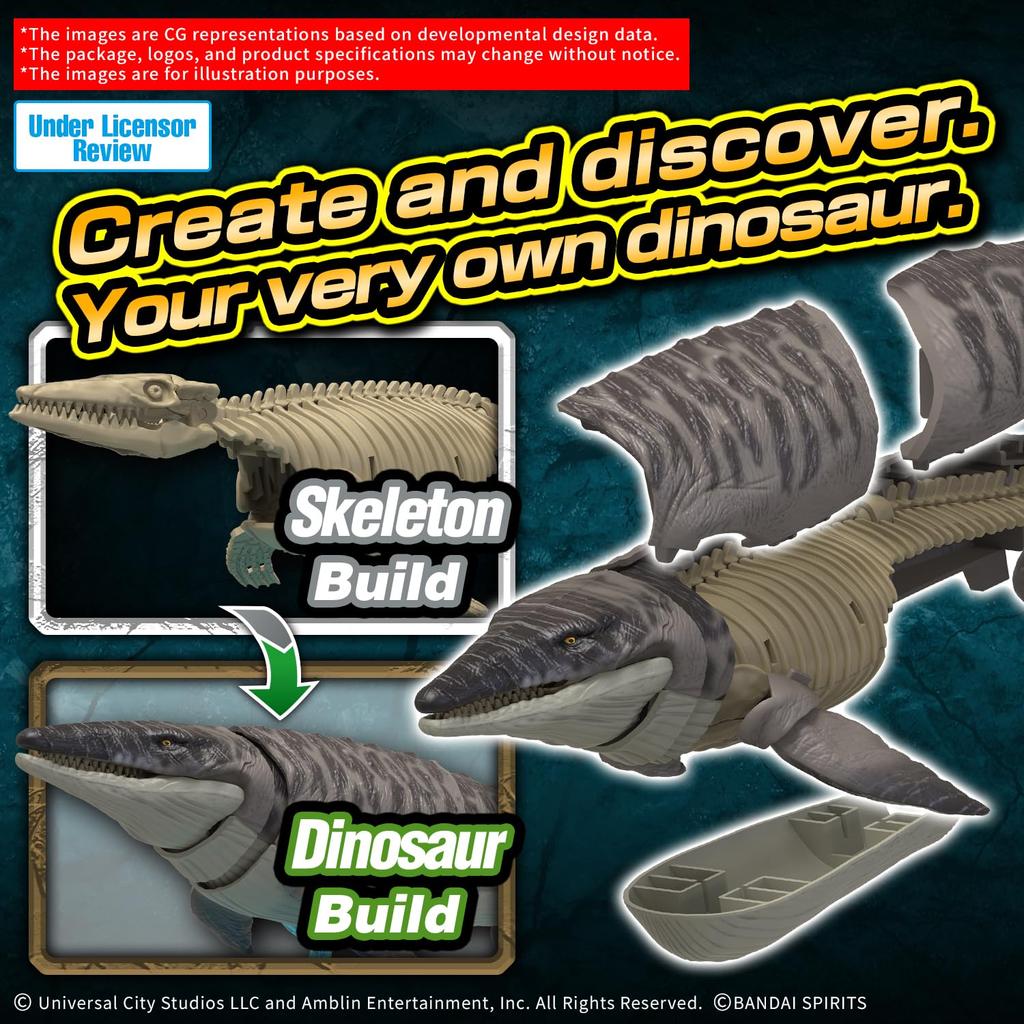 BANDAI SPIRITS Jurassic Land der Auferstehung Planosaurus JURASSIC WORLD Mosasaurus Plastikmodellbausatz Welt Vorgefärbt