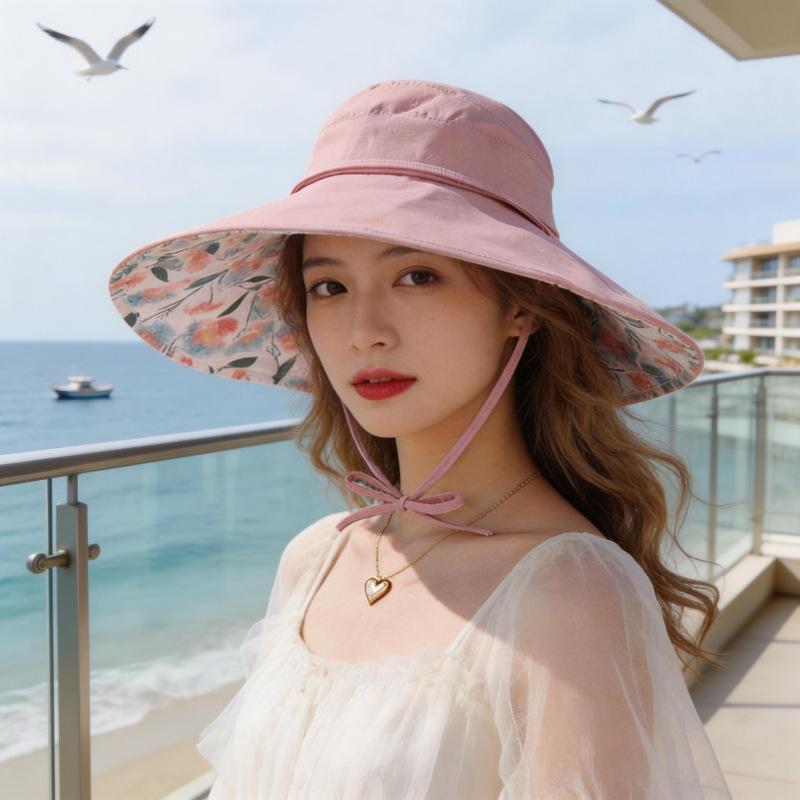 Sun hat women's summer big eaves sun hat empty top sun hat UV protection face bucket hat new