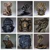 Nuove tendenze Stile nordico contemporaneo Scultura animale Decorazione per la casa Leone Tigre Busto di scene di confine Decorazione della stanza e parete