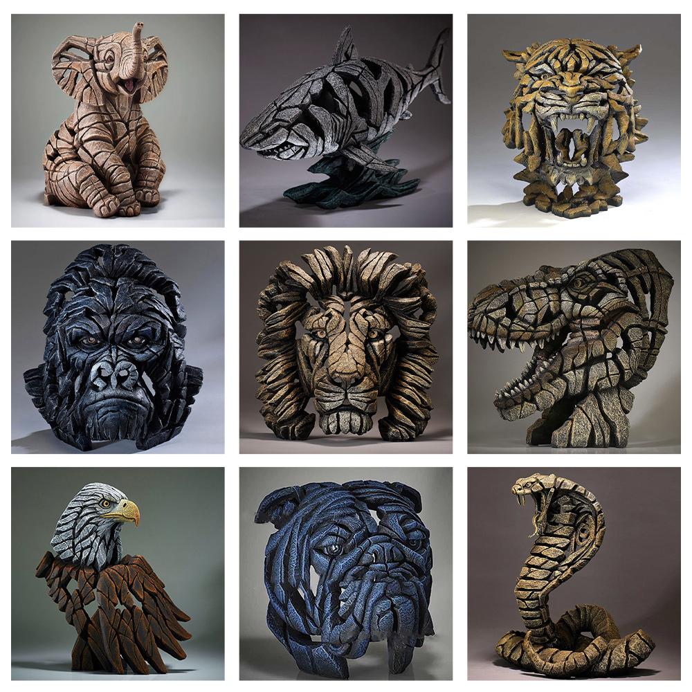 Nuove tendenze Stile nordico contemporaneo Scultura animale Decorazione per la casa Leone Tigre Busto di scene di confine Decorazione della stanza e parete
