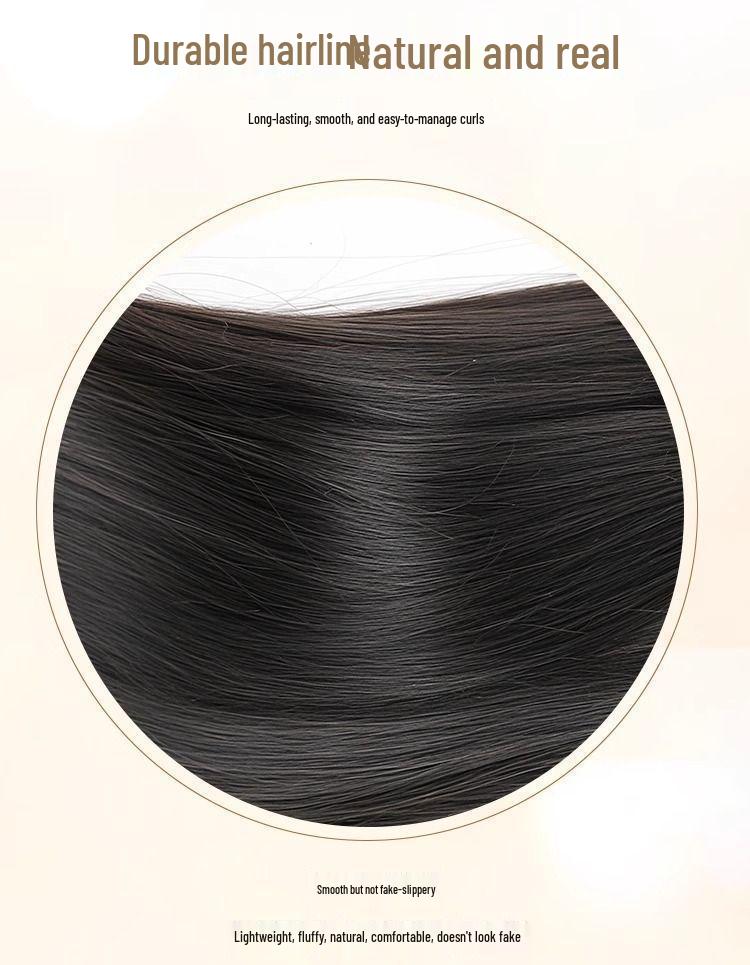 Parrucca Lunga Liscia Nera per Donna - Top Senza Cuciture, Soffice, Volumizzante, per Uso Quotidiano, Senza Rete per Capelli