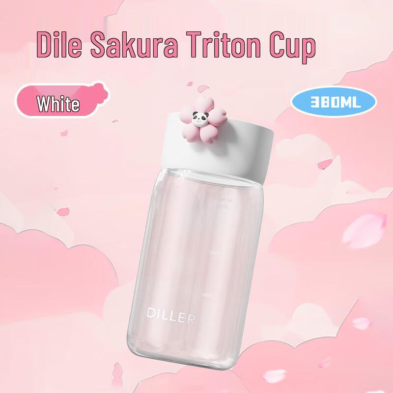 Dileber Sakura Panda Kids Portable Glass Water Bottle, 380ml