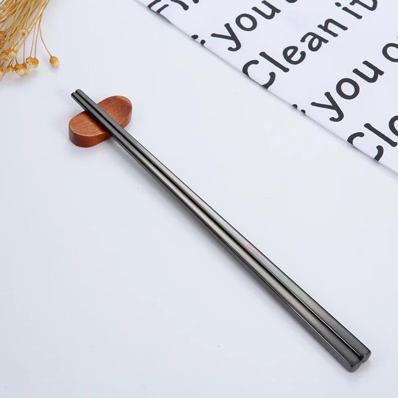 1 Pair Stainless Steel Chopsticks Reusable Portable Food Sticks Korean Metal Chopsticks Kitchen Accessories Dishwasher Safe чёрный