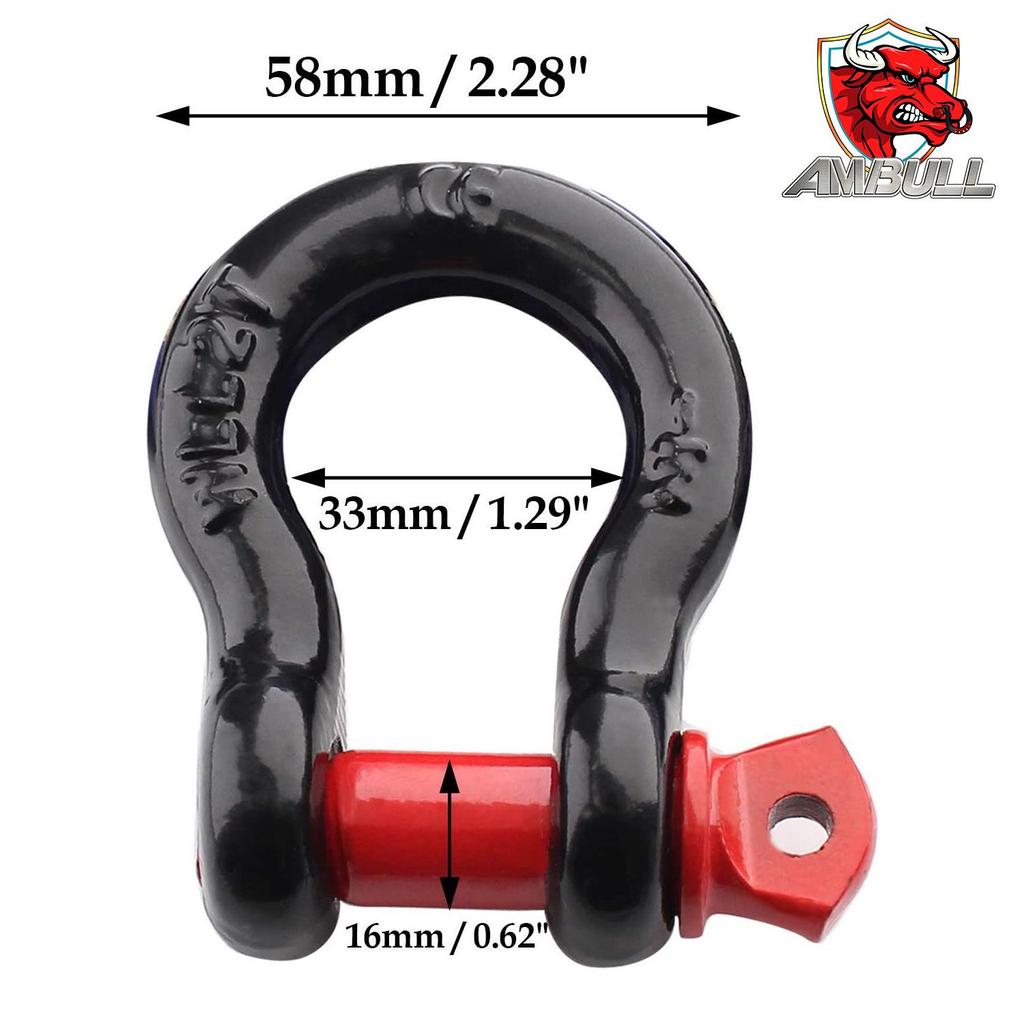 High-Strength American Style Die-Forged Bow Shackles for Trailer Hitch 1/2" Lifting Hook Buckle