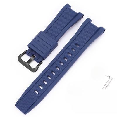 [syzynicy] Men's Silicone Watch Strap Compatible with G-SHOCK GST-210/W300/S100/S110/400G/B100 Watches (Blue/Black Buckle)