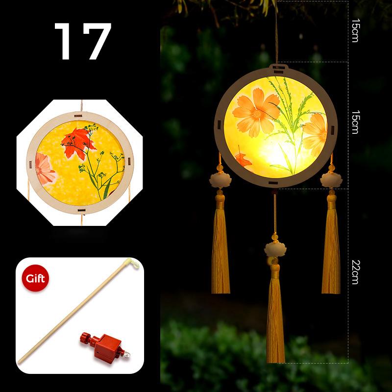 Mid-autumn Portable Lantern With Tassel Waterproof Chinese Antique Wood Carving Palace Light Lamp New Year Spring Festival Decor