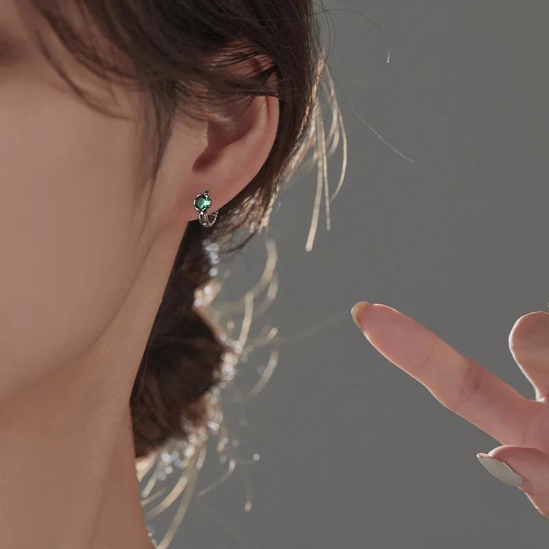 925 Sterling Silver Hot Sale Green Hoop Earrings Simple Temperament Exquisite Hot Semale Sexy Jewelry Gift