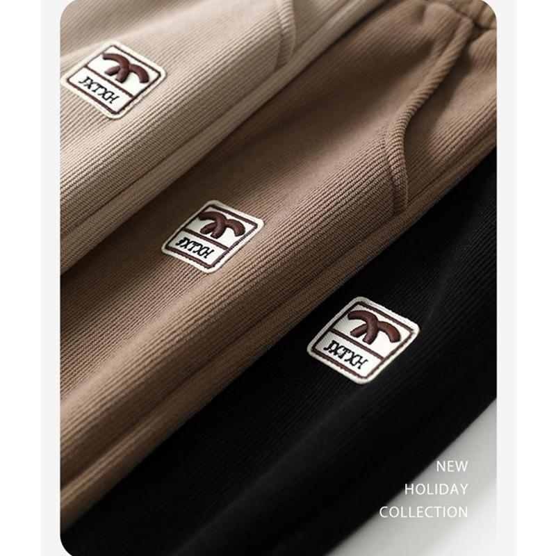 Autumn sports women's clothing plus velvet thickened loose cuff sweatpants women's simple high waist kapok velvet pants high waist