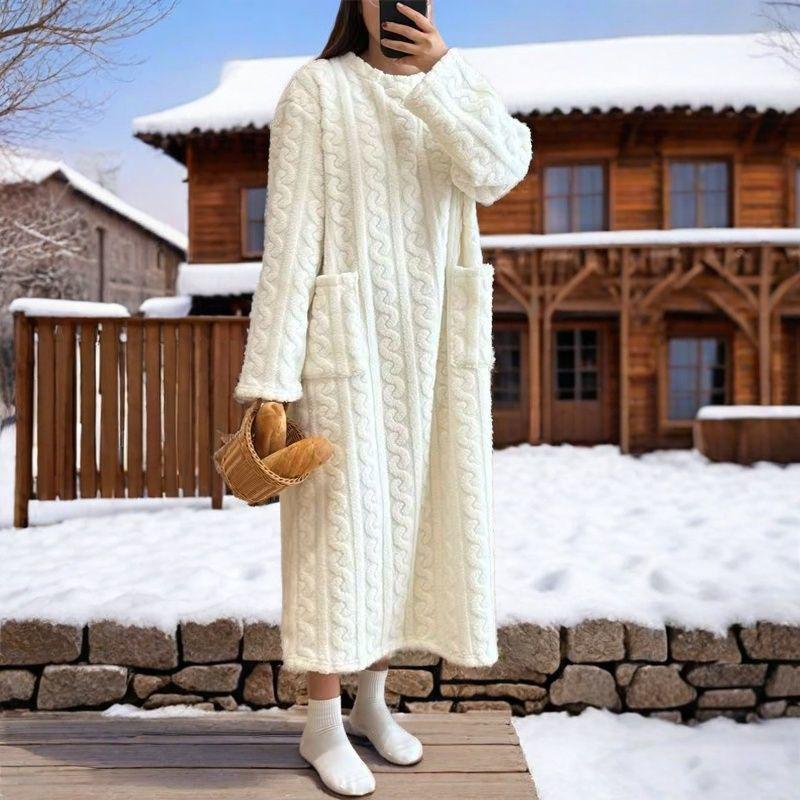 Women's Long Warm Nightgown - Cute, Cozy, Cold-Proof, Full-Body Bathrobe for Autumn/Winter