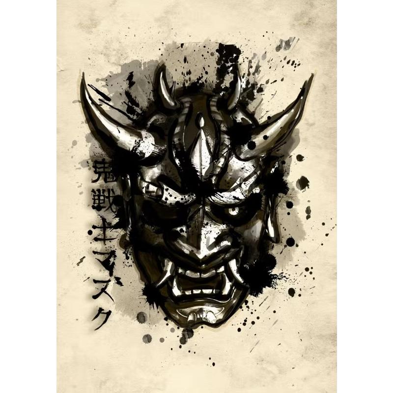 Japanisches Samurai Leinwandgemälde Wandkunst Charakter Poster und Drucke Heimdekorationsbild für Wohnzimmer Schlafzimmer Ästhetisch