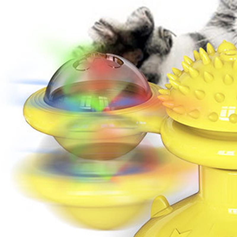Windmill Cat Toy Soft TPR Strong Adsorption Pet Interactive Windmill Turntable Kitten Teasing Toy