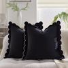 Solid Velvet Cushion Cover With Wave Fringed Navy Red Green Pink Brown Grey