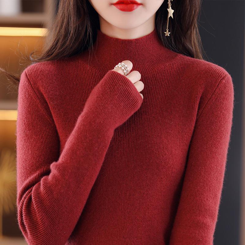 Siping Stitch Women's Half-High Collar Sweater: Autumn/Winter Slimming Knitwear