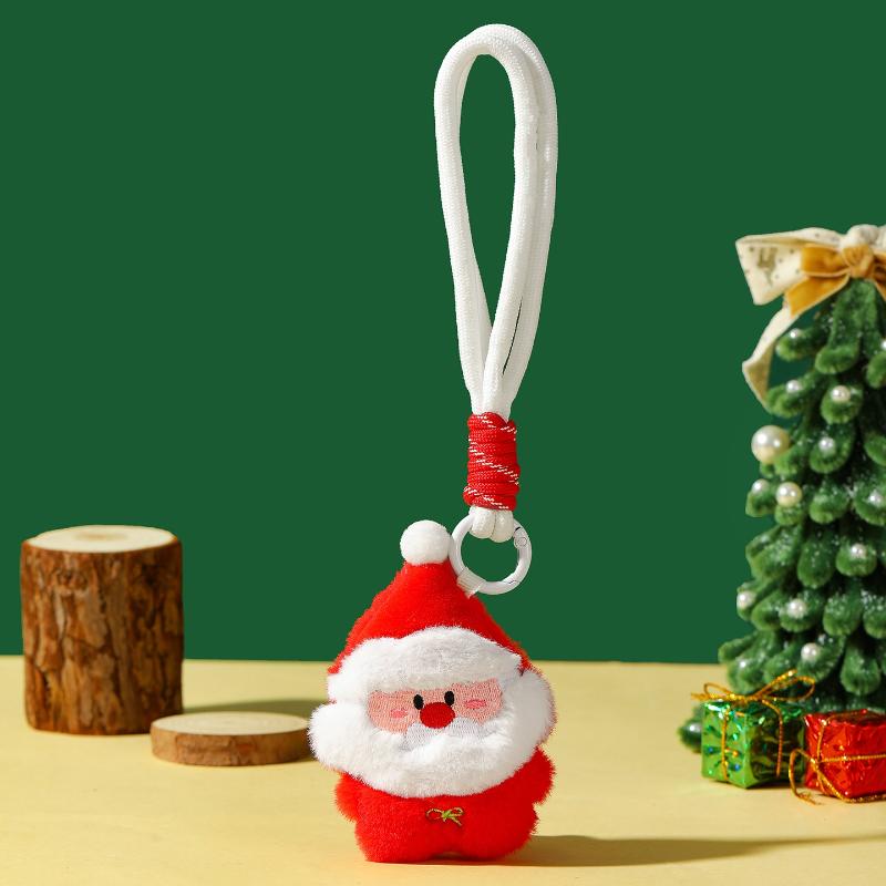 Cute Cartoon Christmas Plush Pendant Lanyard Keychain Kawii Plush Little Doll Backpack Handbag Pendant Decoration Accessories