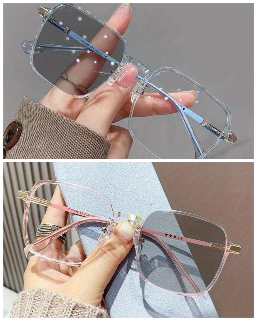 +100~+400 2pcs Fashion brown large frame square color changing reading glasses for women high-definition reading glasses