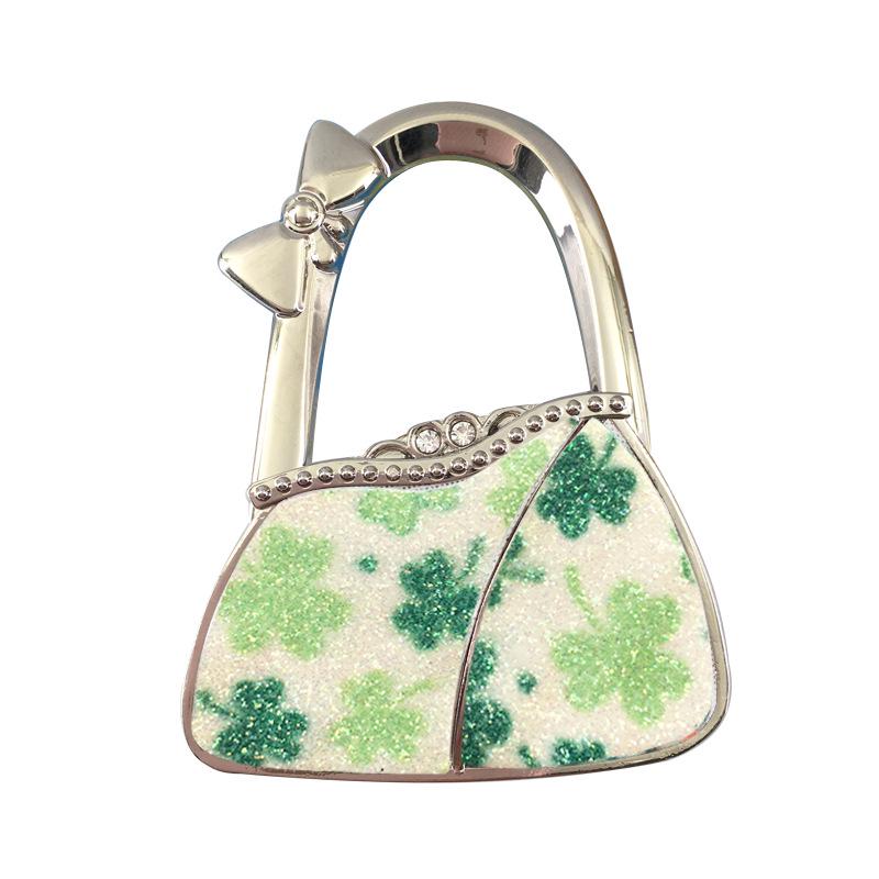 In Stock: New Style Dual-Diamond Folding Portable Metal Handbag Hook & Desktop Stand