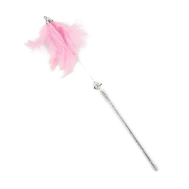 Interactive Cat Toy Fun Feathers and Bell Self-tickling Cat Wand Toy Kitten Play Tease Wand Toy Cat Toy