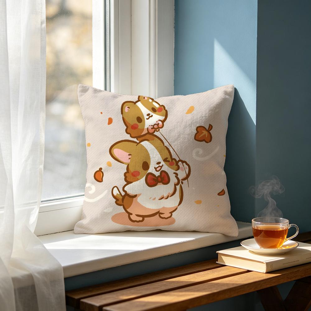 Cute Llazy corgied Cushion Cover Cushion Cover Set Pcs x x x Pillowcase Decorative Sofa Home Decor