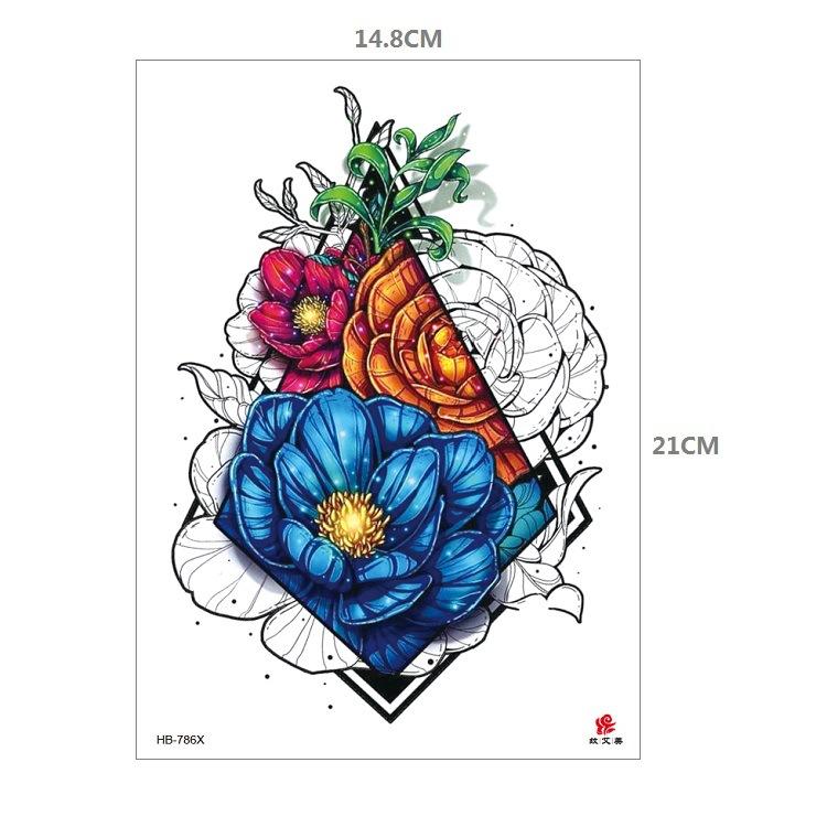 Clown Mouth Flower Body English Color Lion Tiger Half Arm Animal Pattern Water Transfer Simulation Tattoo Sticker