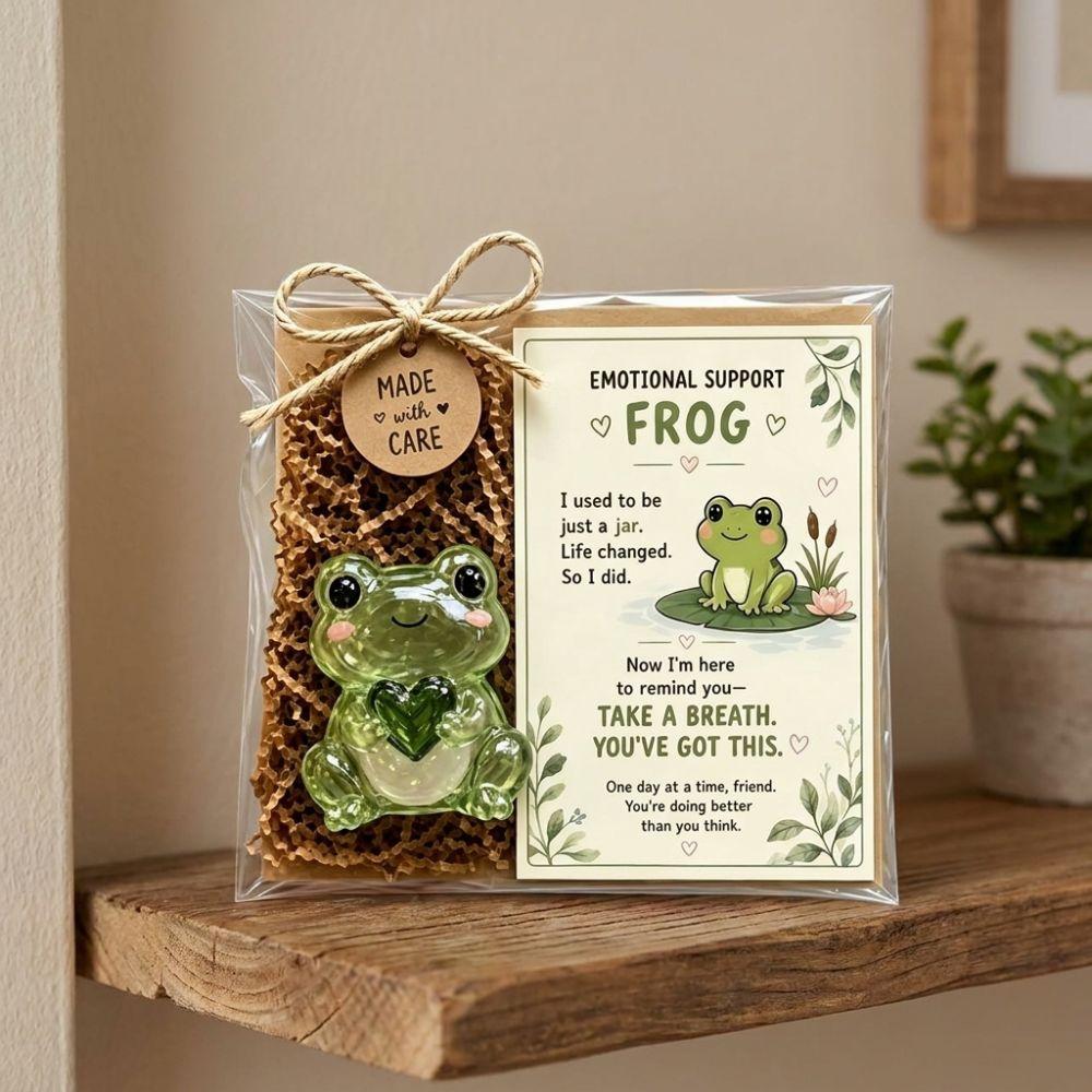 Cute Emotional Support Animal Gift Set Resin Heartwarming Comfort Animal Figurine Inspirational Card Motivational
