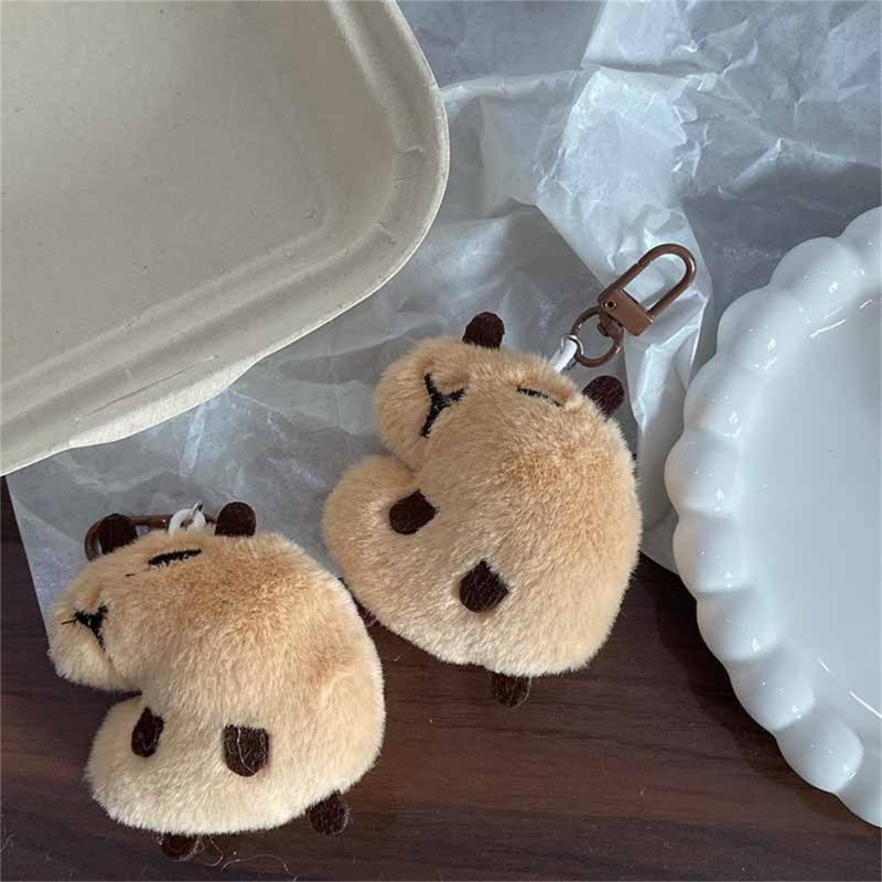 Cartoon Capybara Plush Keychain With Squeaky Sound Bag Pendant Soft Practical Decoration Accesories For Bags And Keys