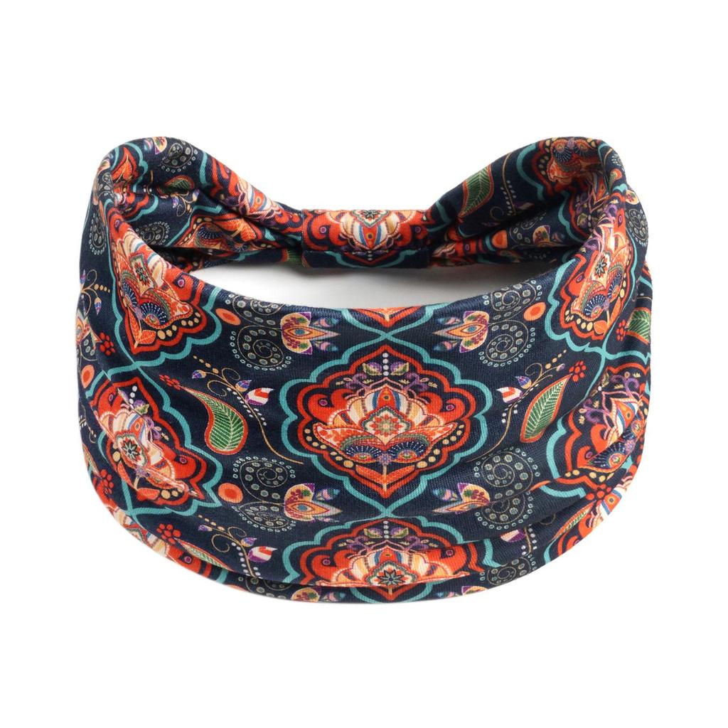 Bohemian Retro Print Yoga Headband: Wide African-Inspired Headscarf for Women